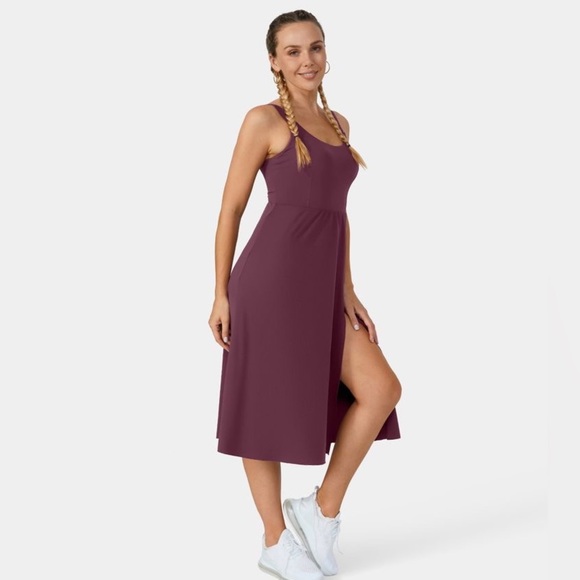 NWT HALARA Backless Cut Out Pocket Split Hem women’s Midi Dress small exercise - Picture 5 of 11